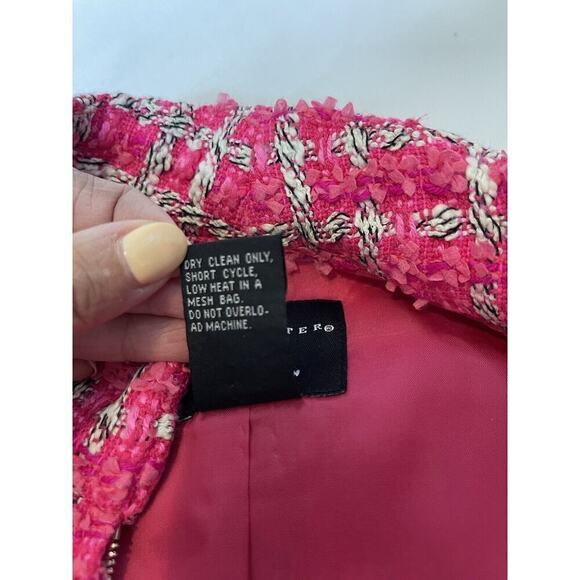 Doncaster Collection Hot Pink Tweed Black & White Weave Blazer Jacket Size 2 - Picture 8 of 11